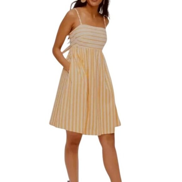 J.Crew Strappy tie-Back Mini Dress Adjustable Straps Size 12 Orange White - Picture 1 of 8